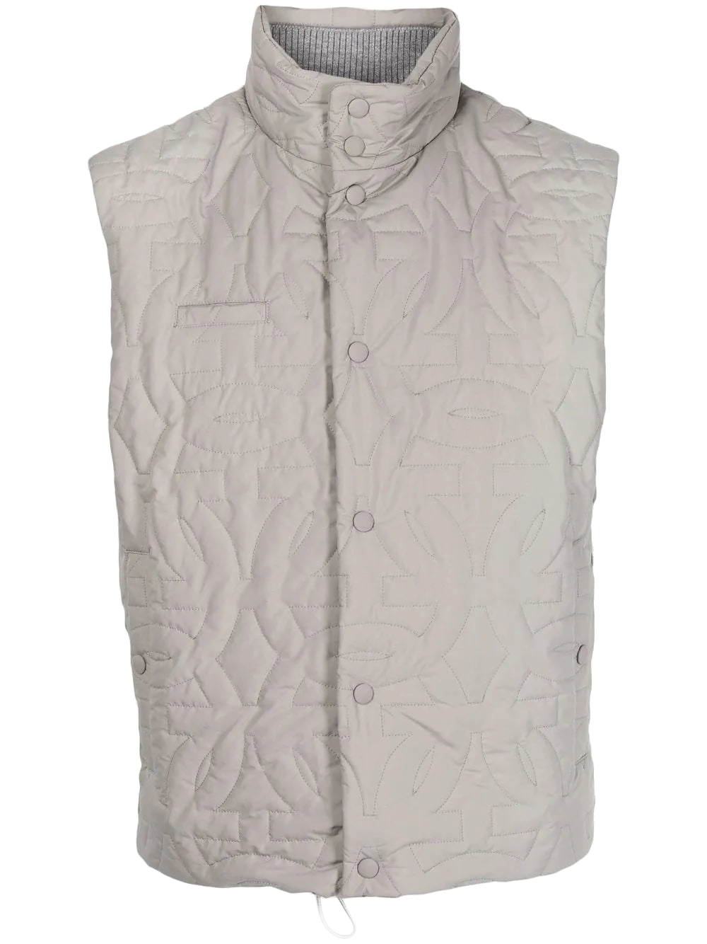 Quilted Funnel Neck Gilet — Gray
