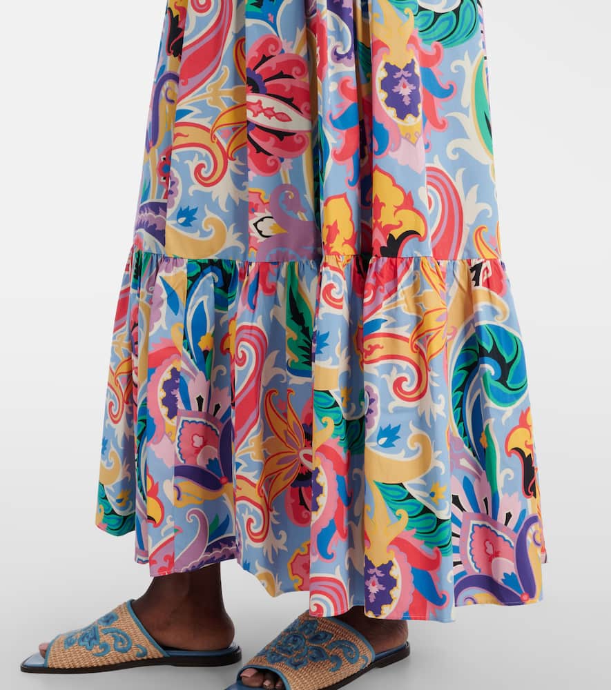 Printed cotton maxi skirt