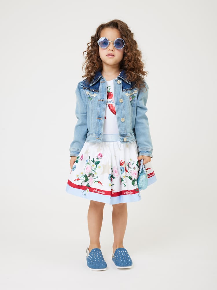 Monnalisa Floral cotton poplin skirt