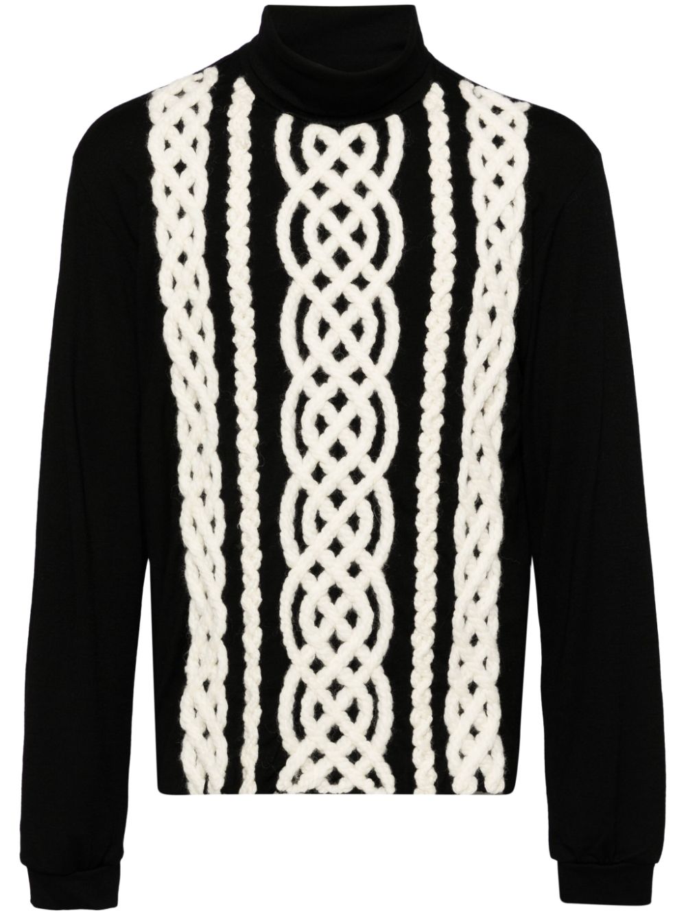Cable-knitted jumper - Black