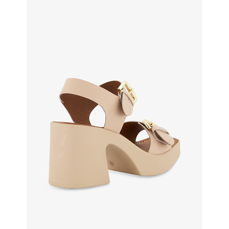 Womens Blush-leather Jenies Two-buckle Leather Platform Sandals