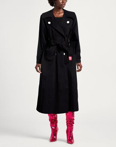 Woman Overcoat & Trench Coat Black Size S Cotton, Elastane