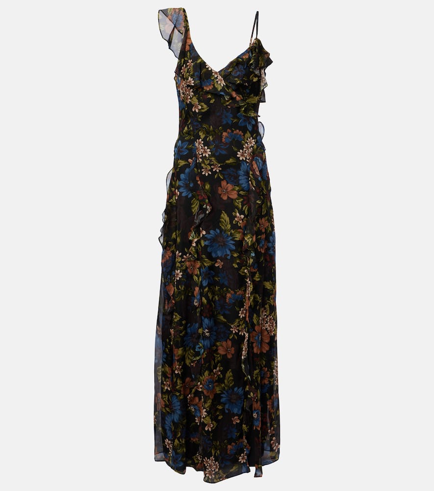 Madeline ruffled floral silk maxi dress