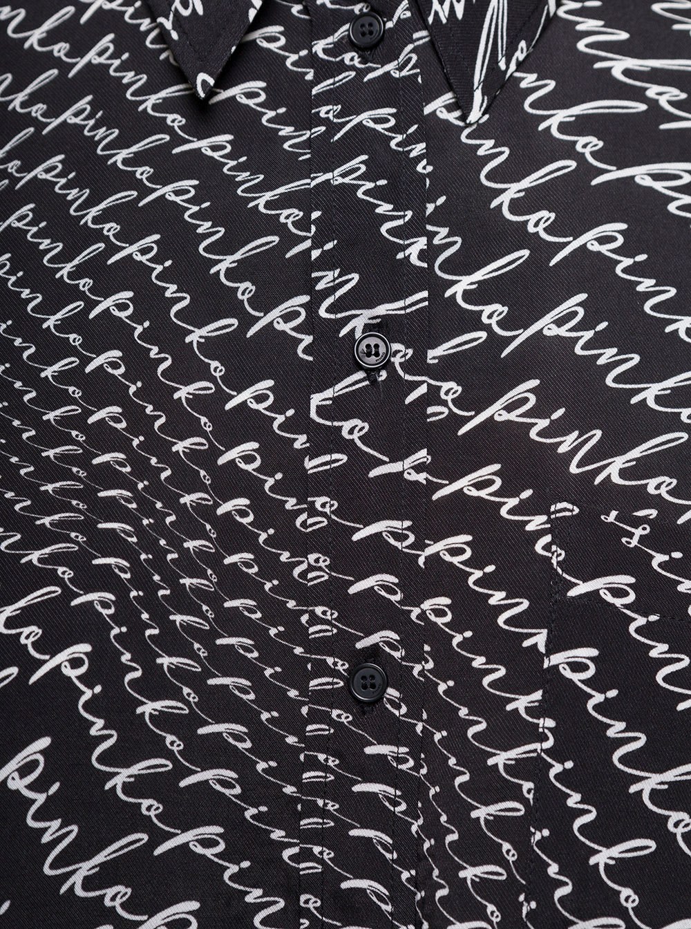 Logo-print spread-collar shirt - Black