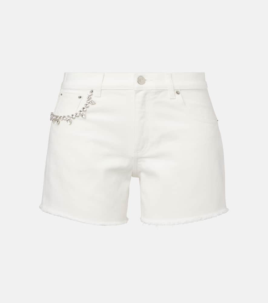 Crystal-embellished denim shorts