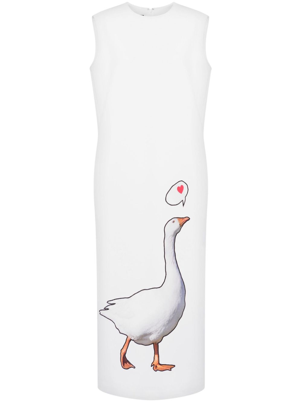 Goose-motif midi dress - White