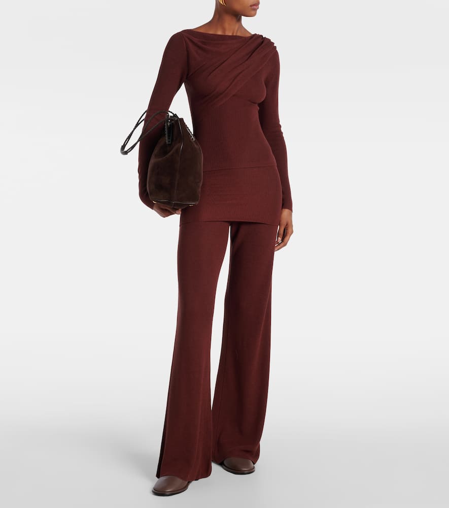 Draped silk-blend top