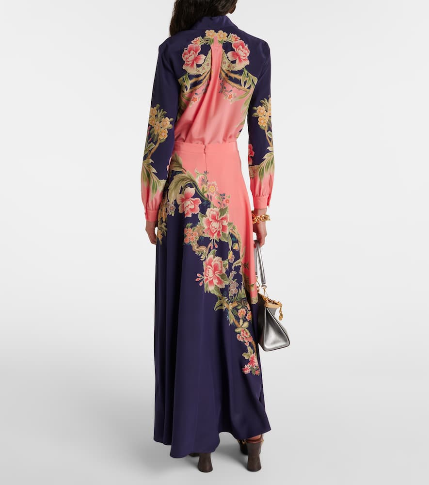 Printed silk crêpe de chine maxi skirt