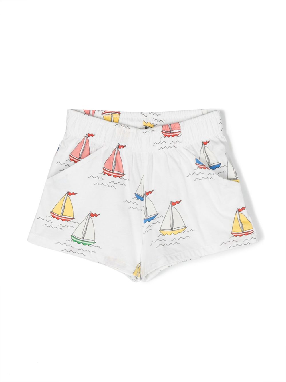 Boat-print organic cotton shorts - White