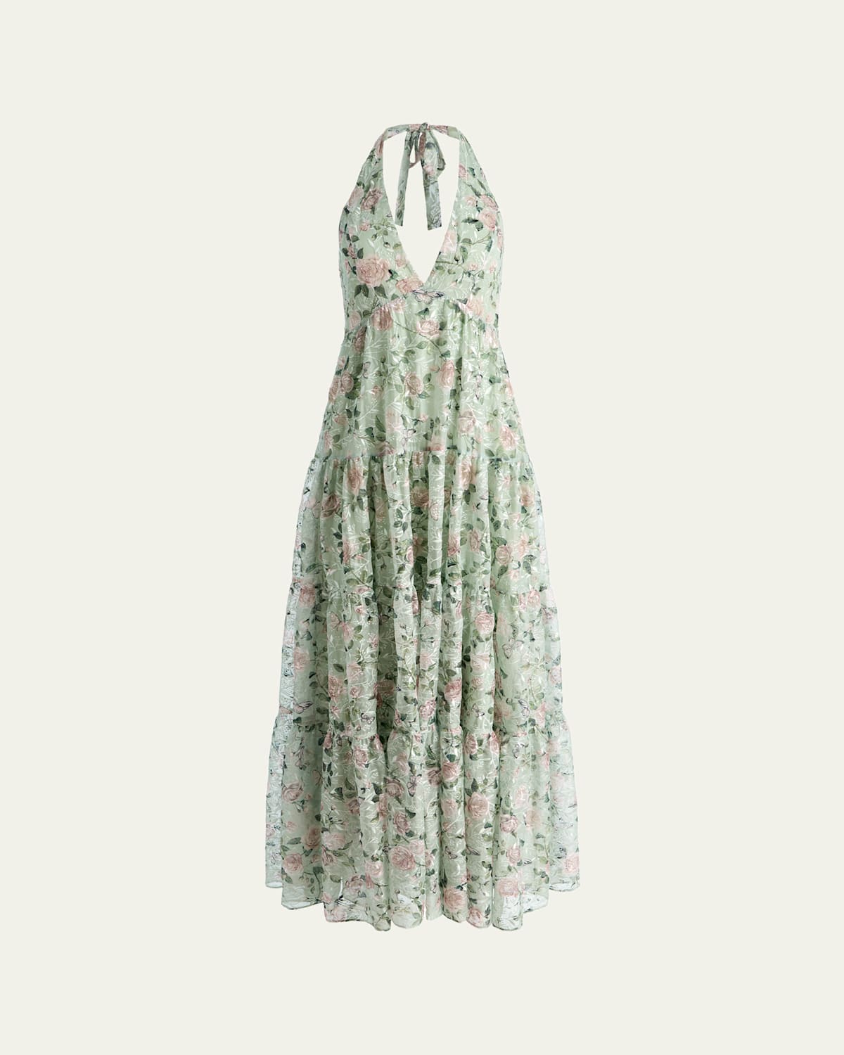 Maura Embroidered Floral Tiered Maxi Dress