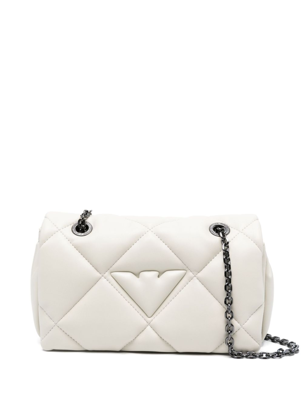 Logo-embossed faux-leather crossbody bag - White