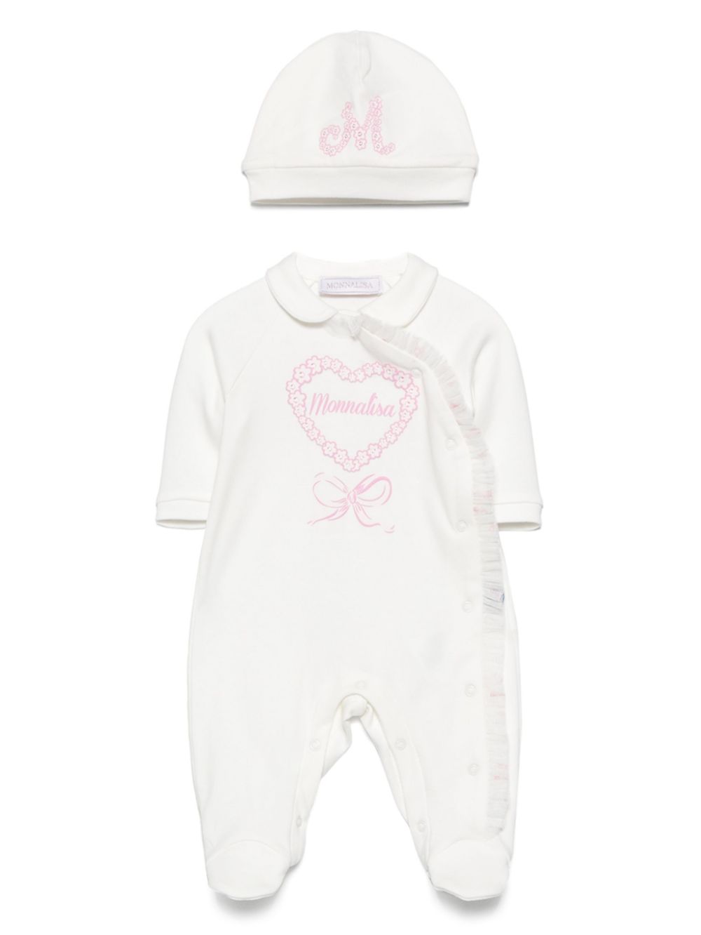 Ruffle-detail cotton pyjama set - White
