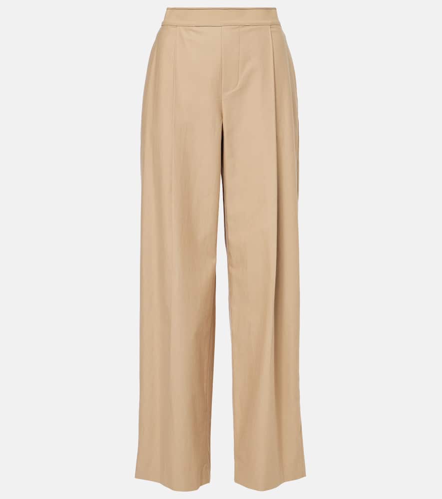 Cotton and wool wide-leg pants