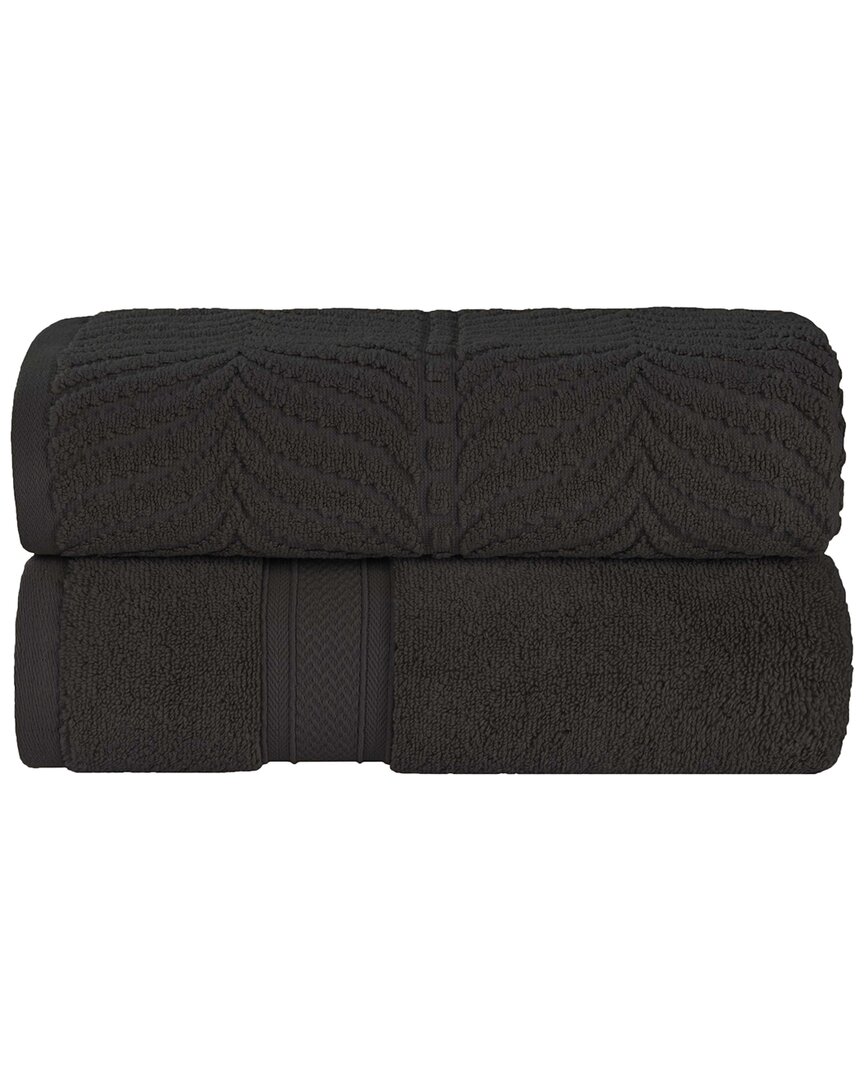 Superior Set of 2 Zero Twist Cotton Elegant Chevron Soft Absorbent Assorted Bath Sheets