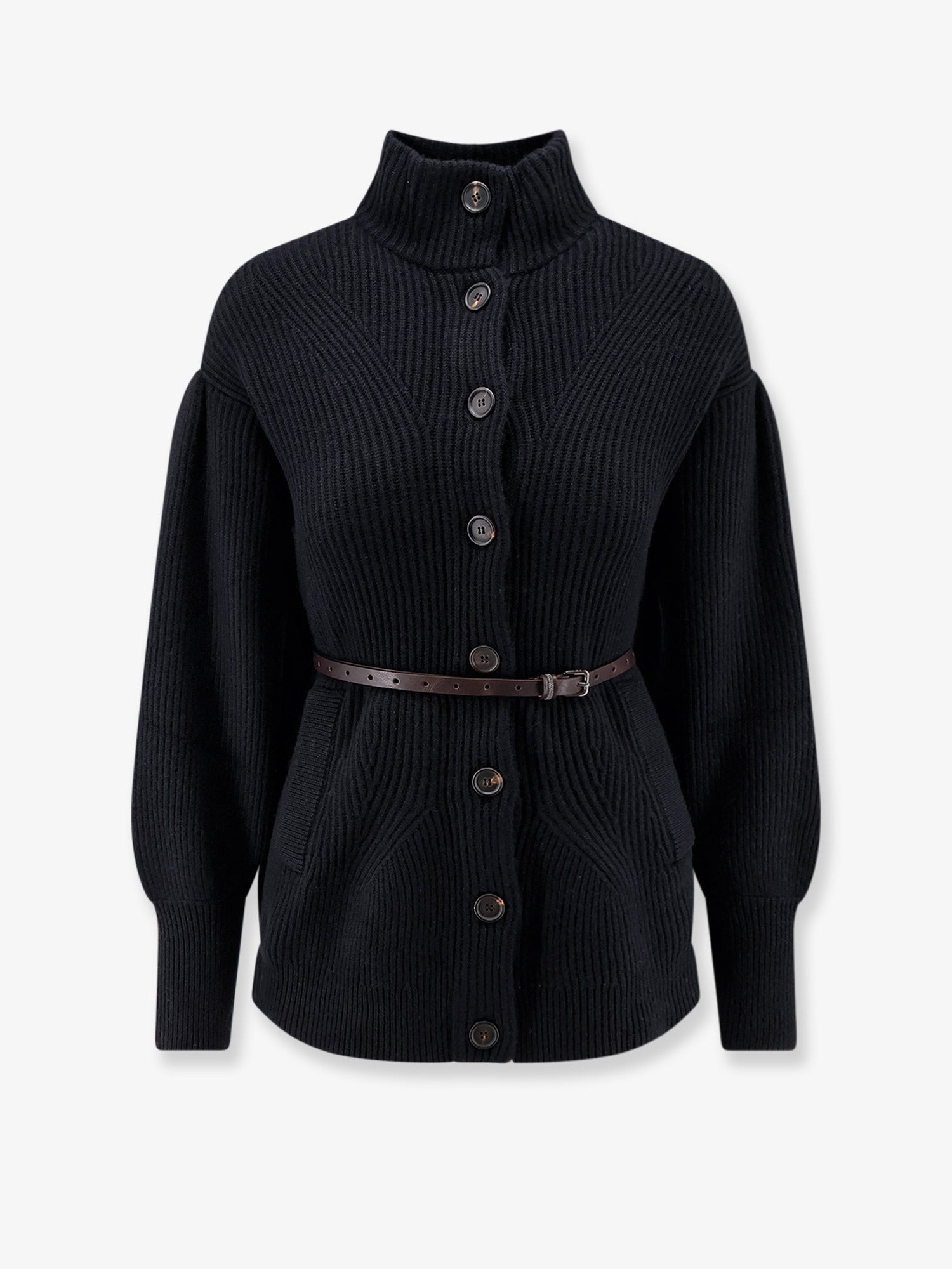 Wool and Cashmere Blend Cardigan — Black