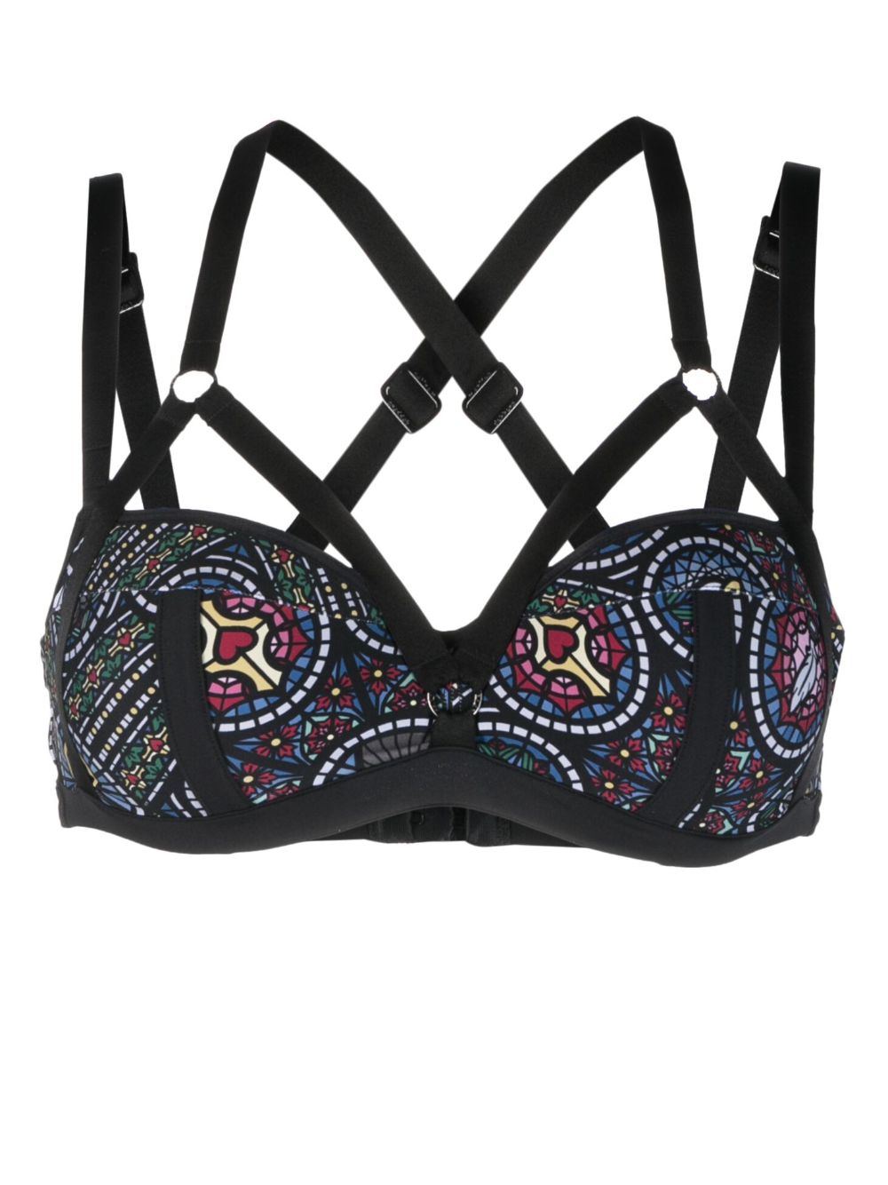 Ecclesia stained-glass print balconette bra - Black