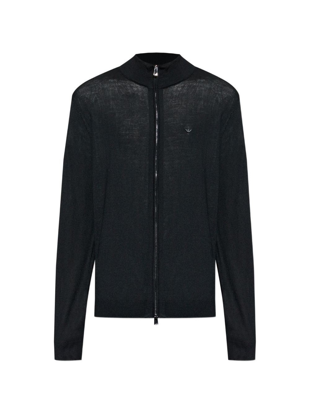 Logo-Embroidered Wool Cardigan — Black