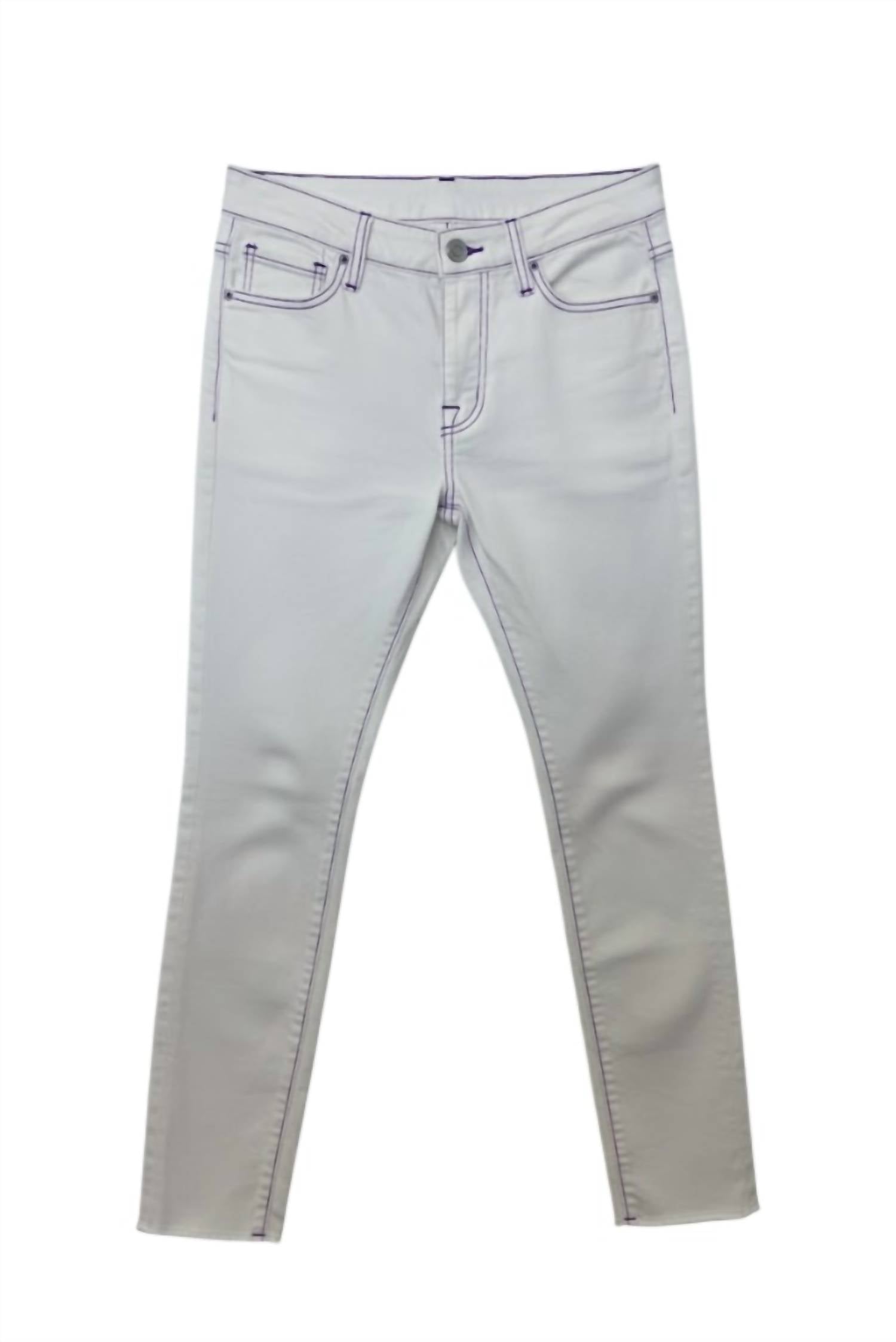 Women's Straight Leg Trouser Jeans In White With Lavender