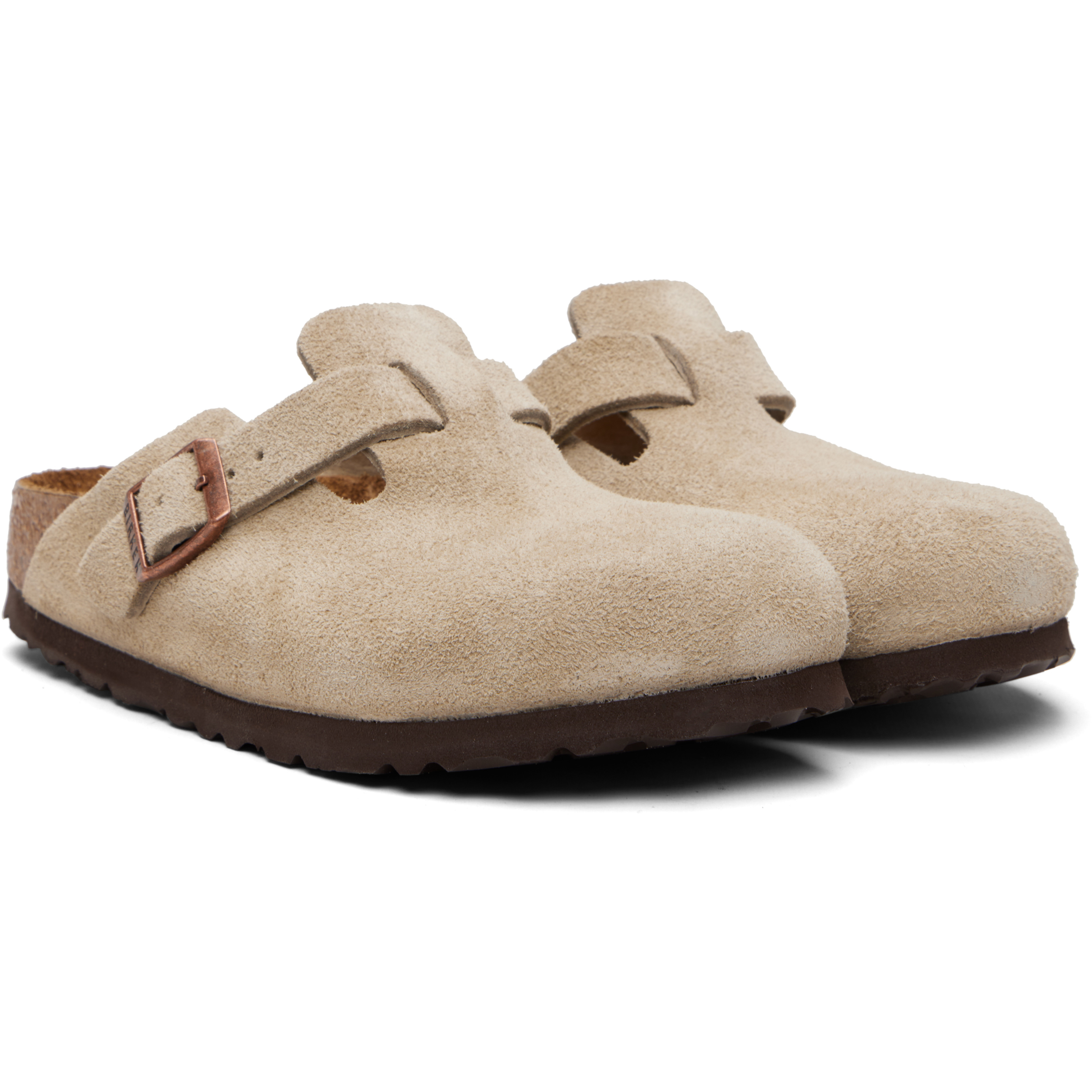 Taupe Regular Boston Soft Footbed Suede Leather Loafers