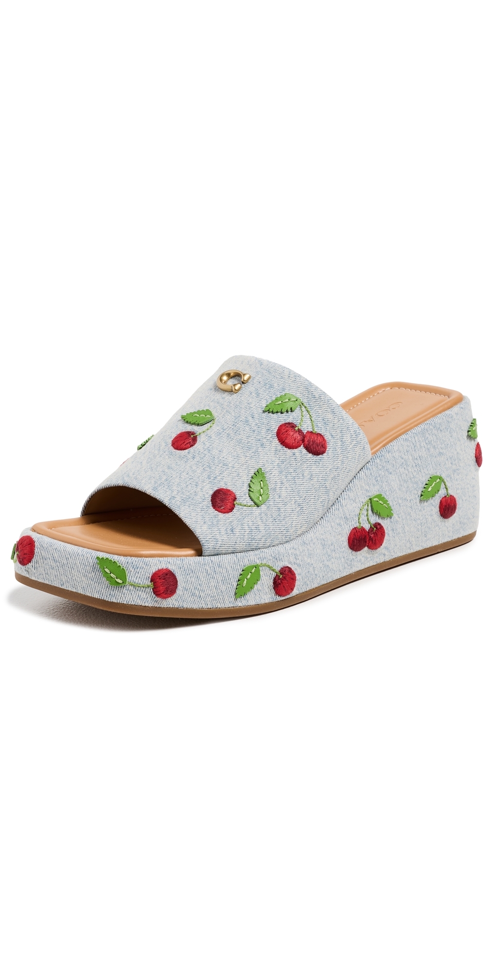 Marie Platform Slide Sandals Denim Multi
