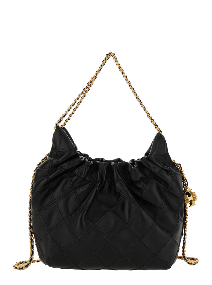 Tory Burch Women's Fleming Mini Hobo Bag, Black, One Size