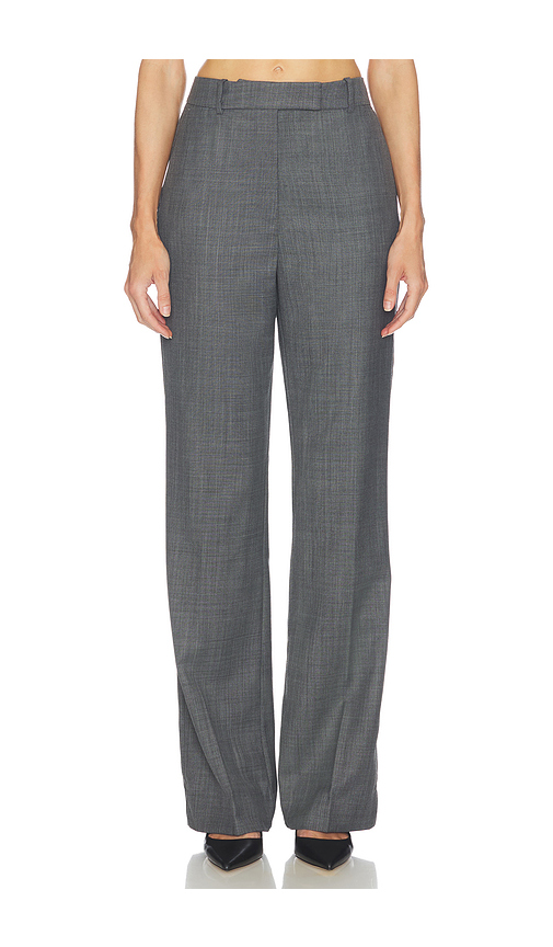 Ganni Wool Melange Suiting Straight Pant in Grey. 34. Also