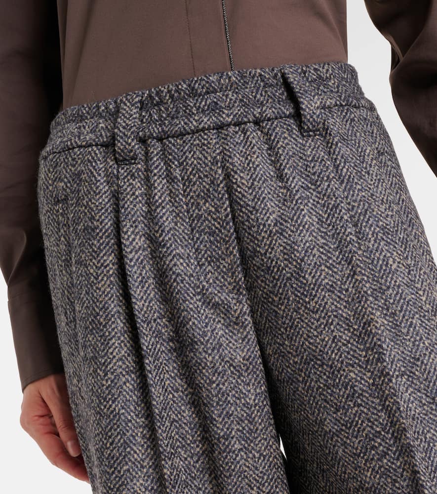 Herringbone wool-blend shorts