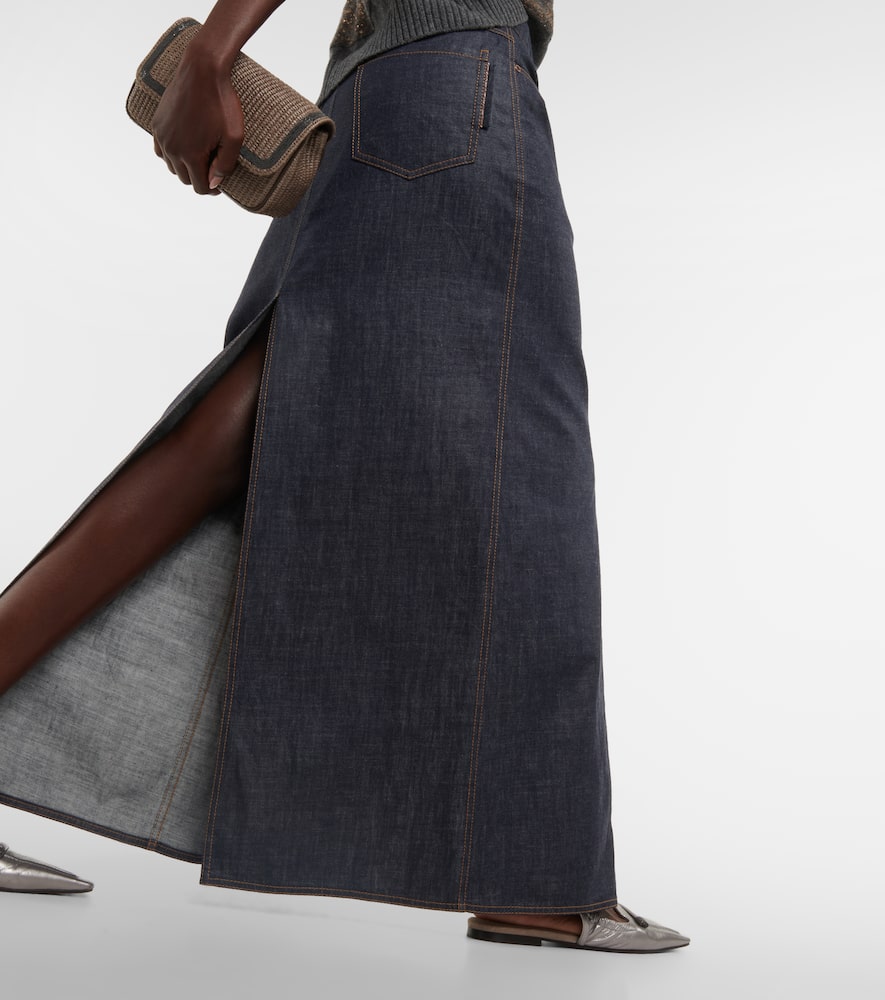 Denim maxi skirt