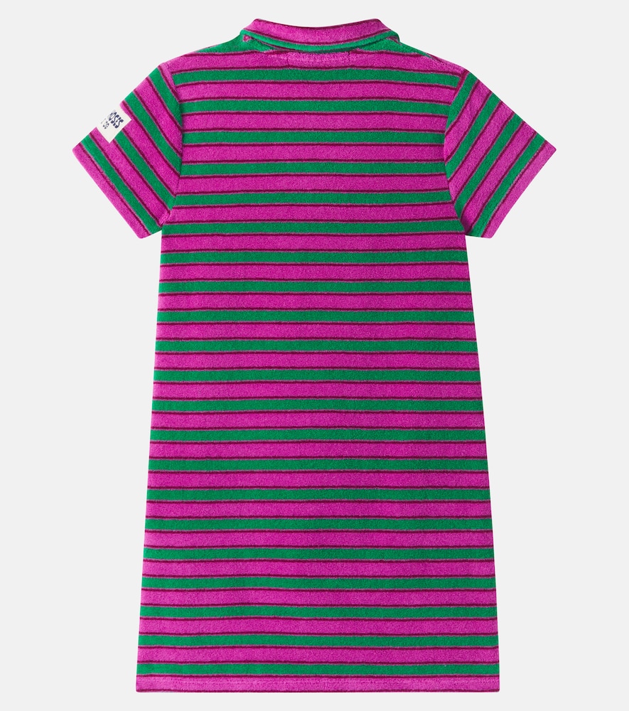 Striped cotton-blend terry polo dress