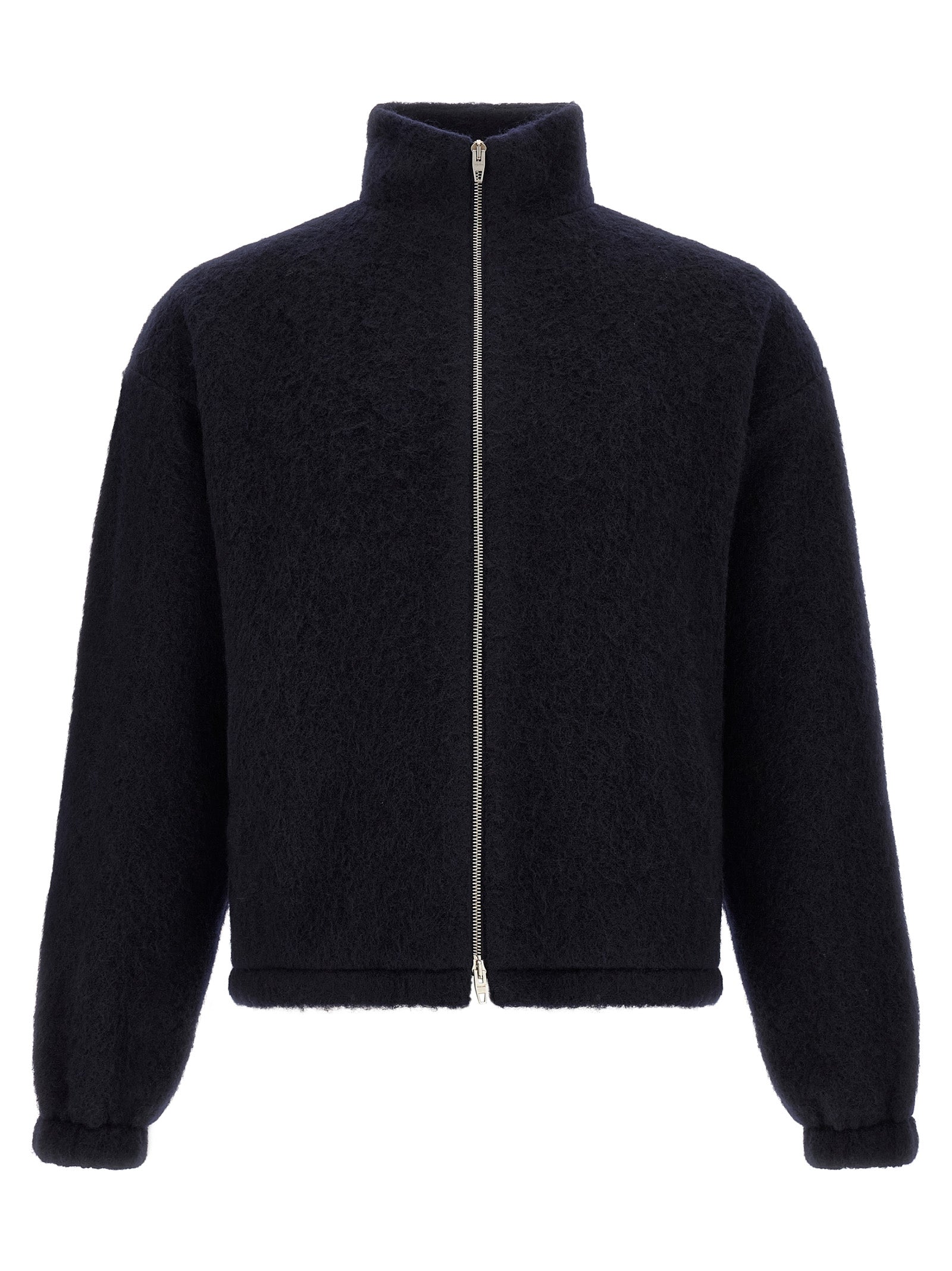Wool-Blend Zip Sweatshirt — Navy