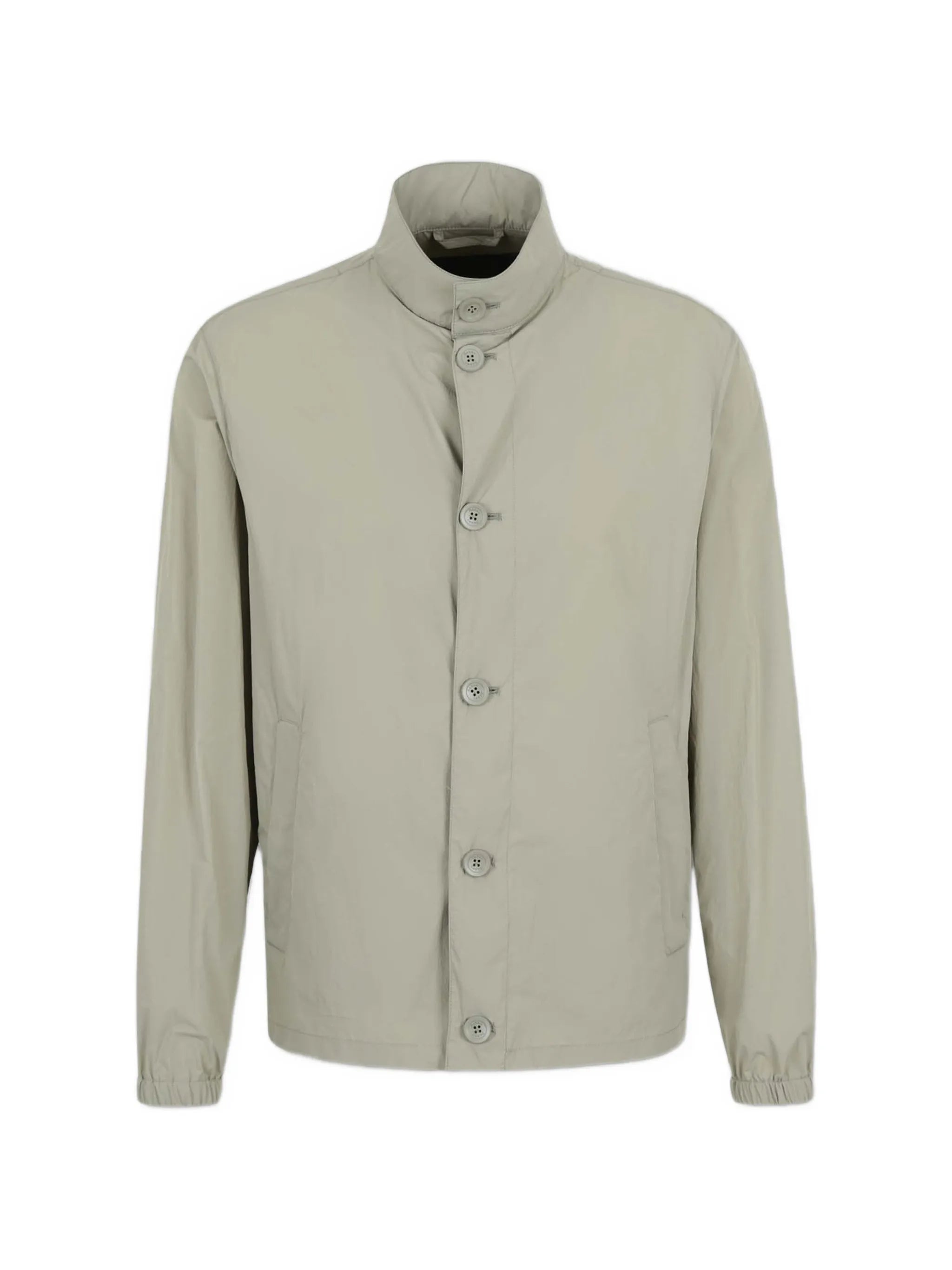 Nylon Button-Front Overshirt — Beige
