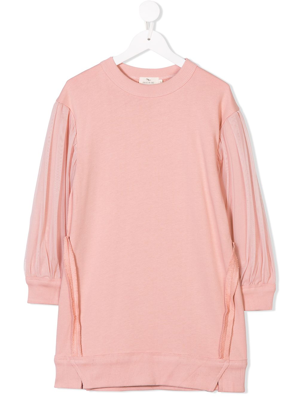 Tulle sleeve sweater dress - Pink