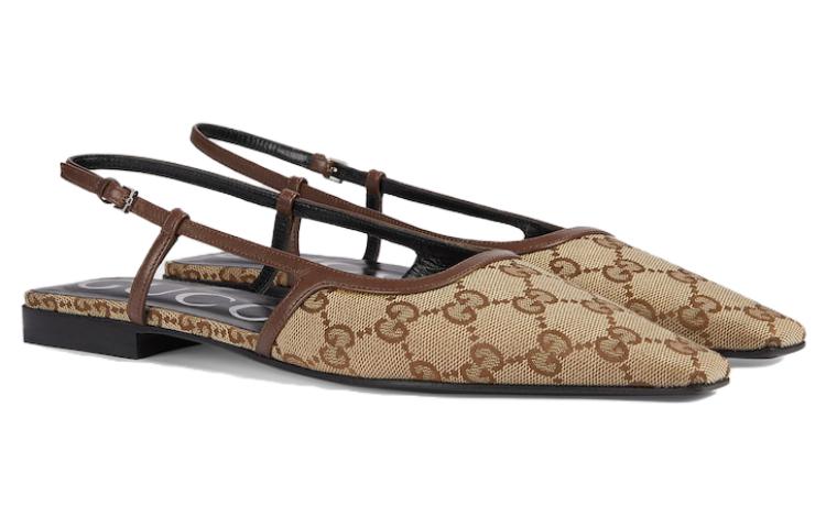 (WMNS) GG Slingback Ballet Flat 'Beige Ebony'