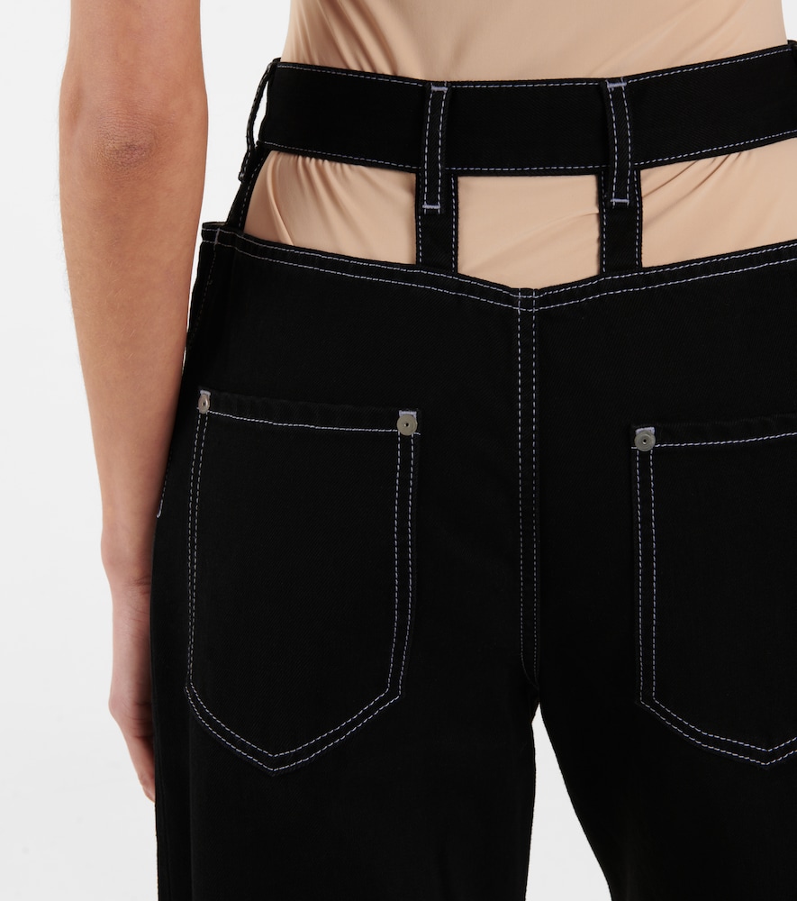 Cutout high-rise wide-leg jeans