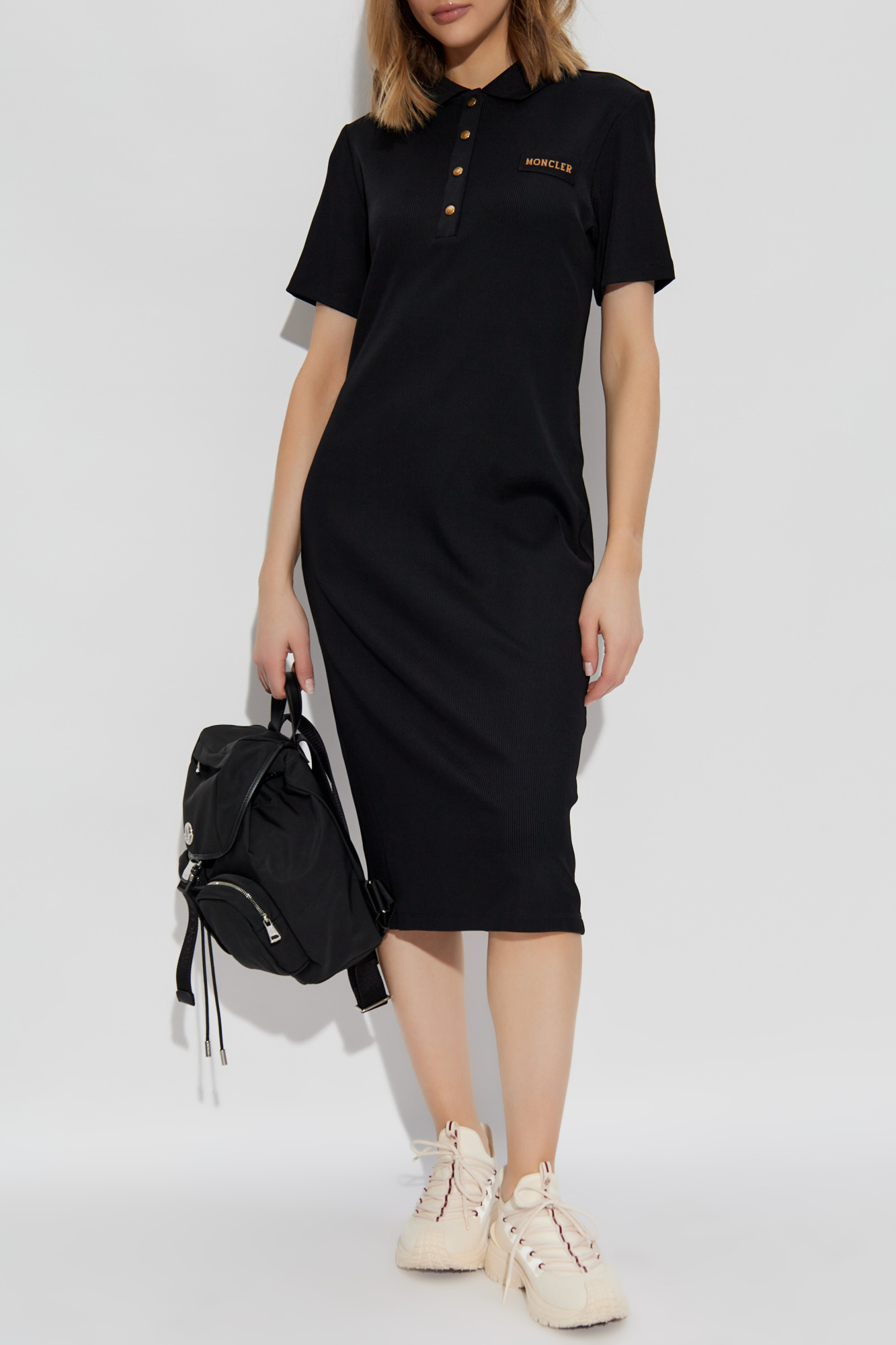Moncler Dress With Logo Patch, Women's, Black