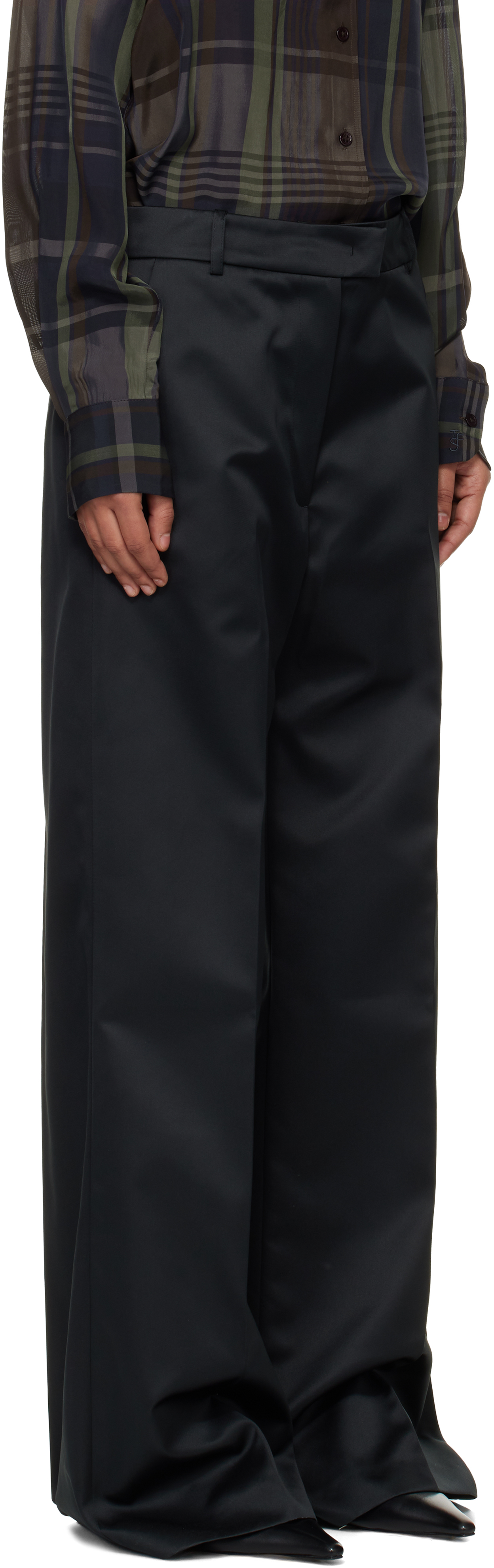 Black Brickell Satin Trousers