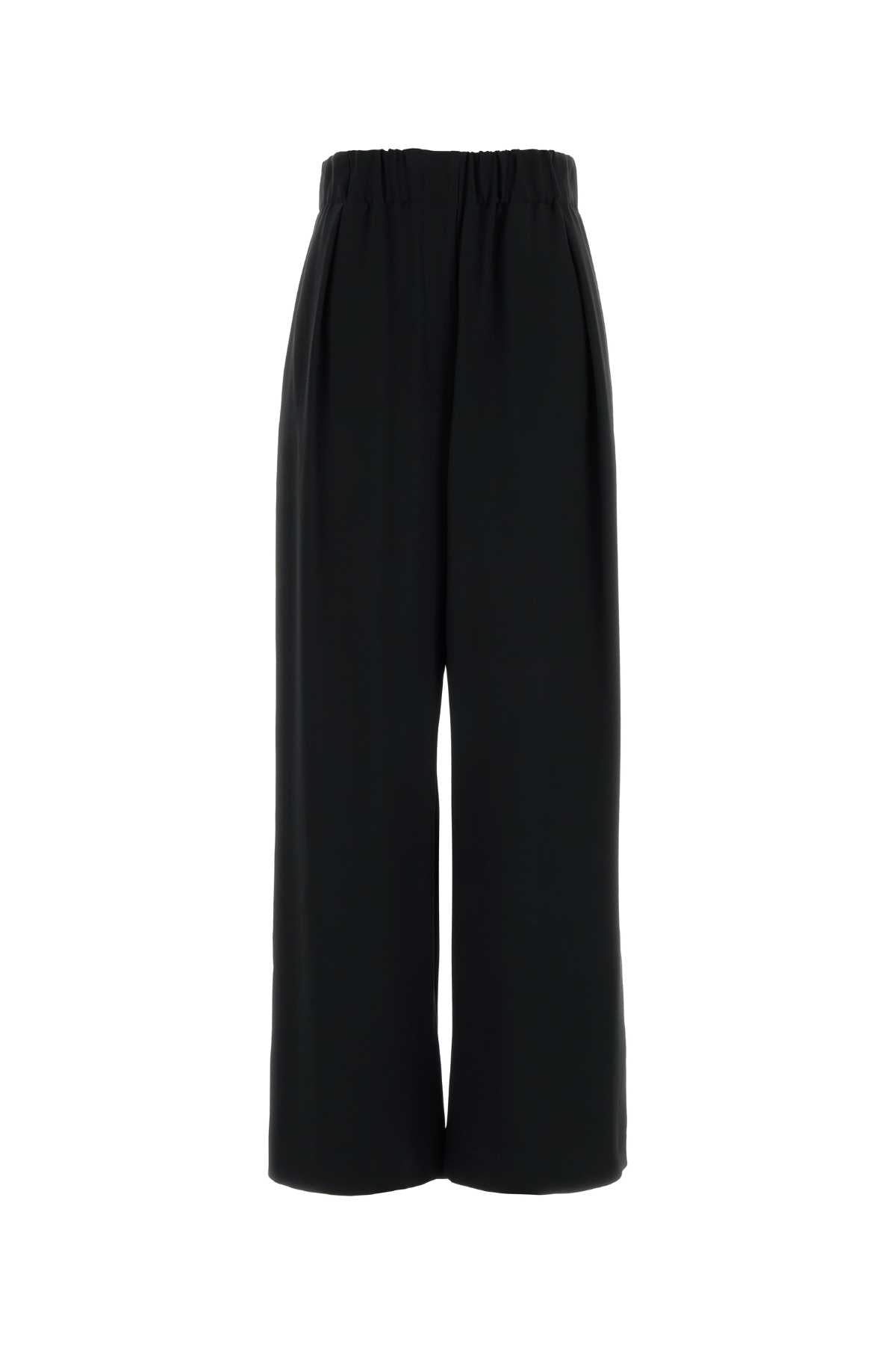 Crepe Wide-Leg Trouser — Black