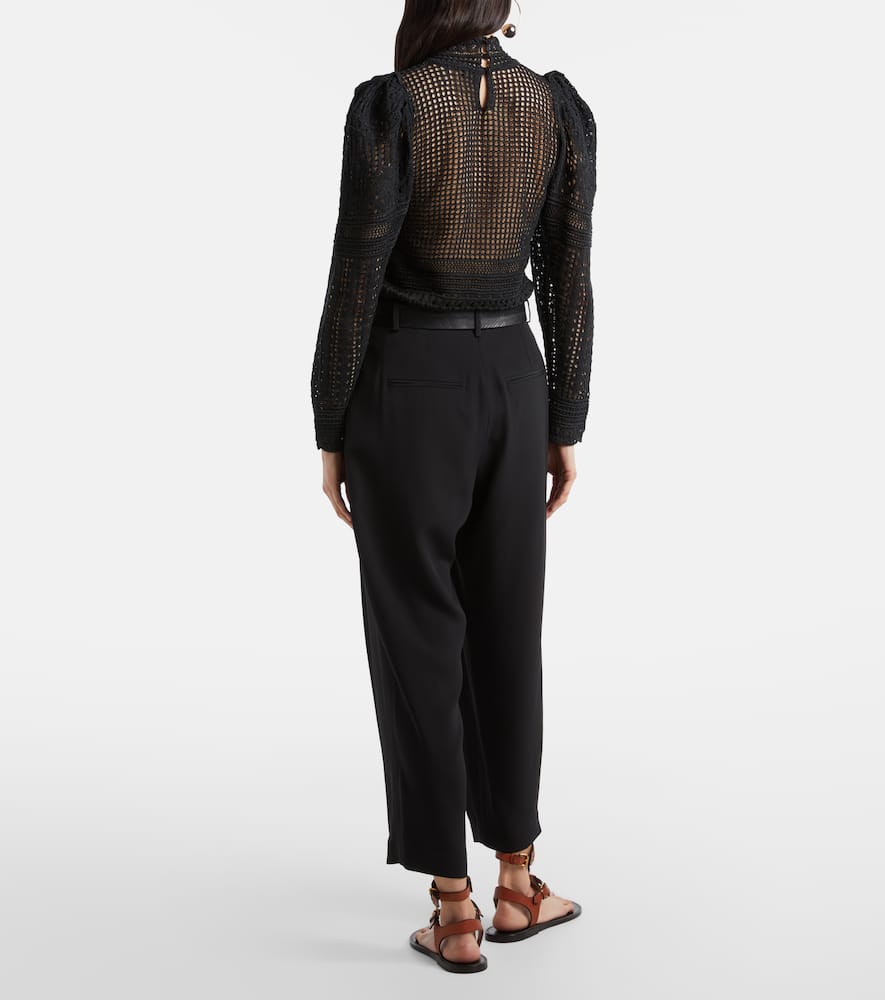 Janice high-rise crêpe wide-leg pants
