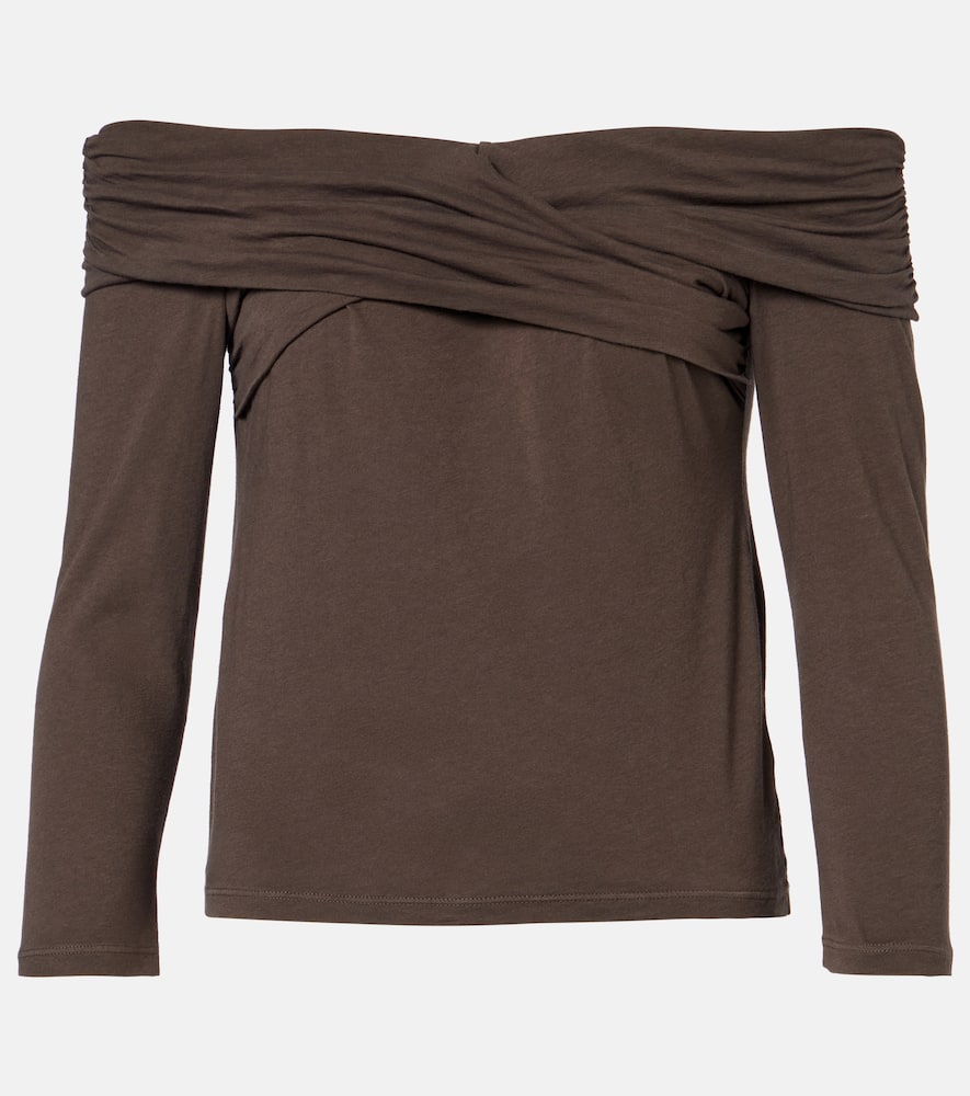 Clarissa off-shoulder cotton-blend top