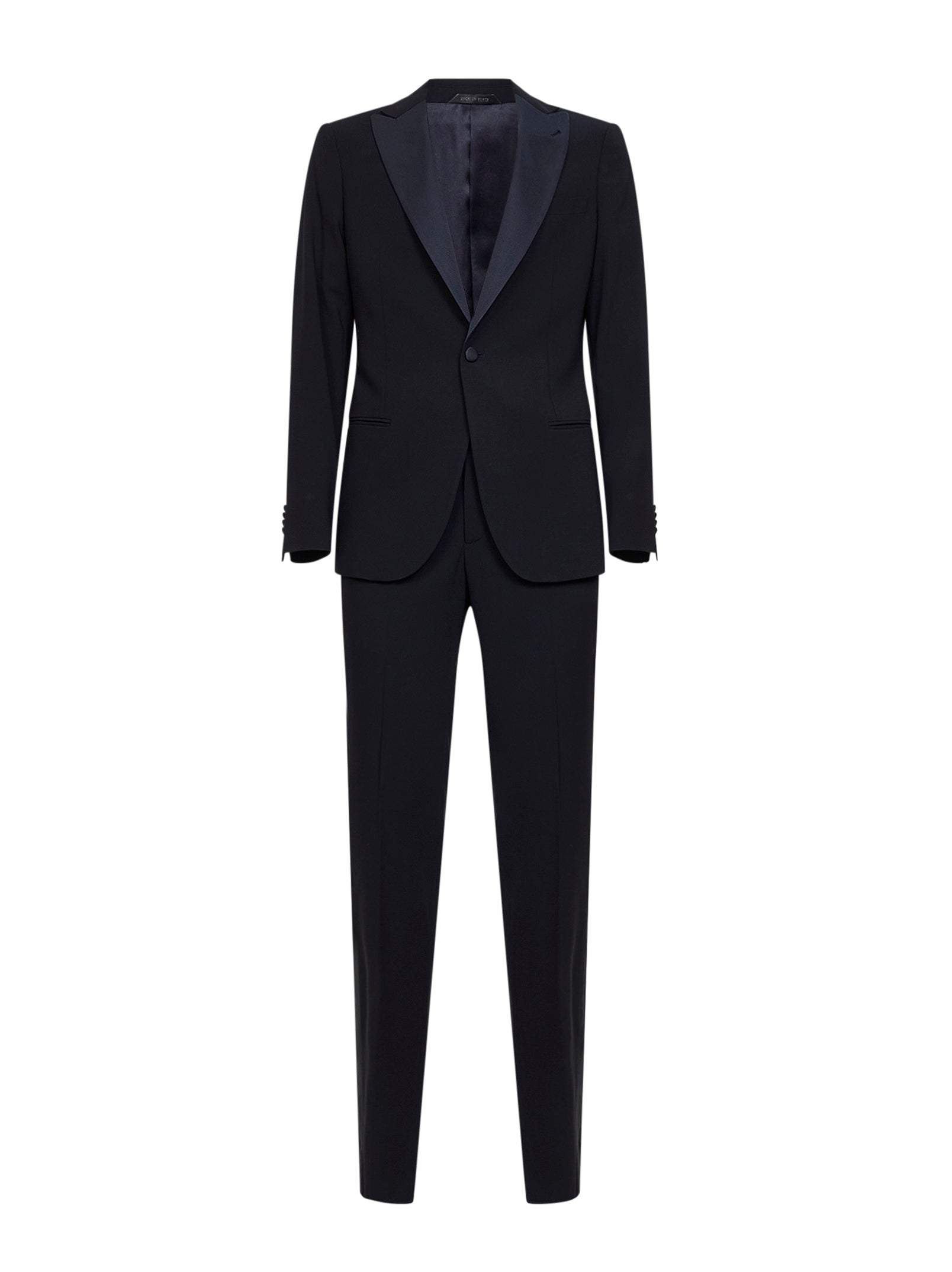 Virgin Wool Tuxedo Pant Suit — Navy