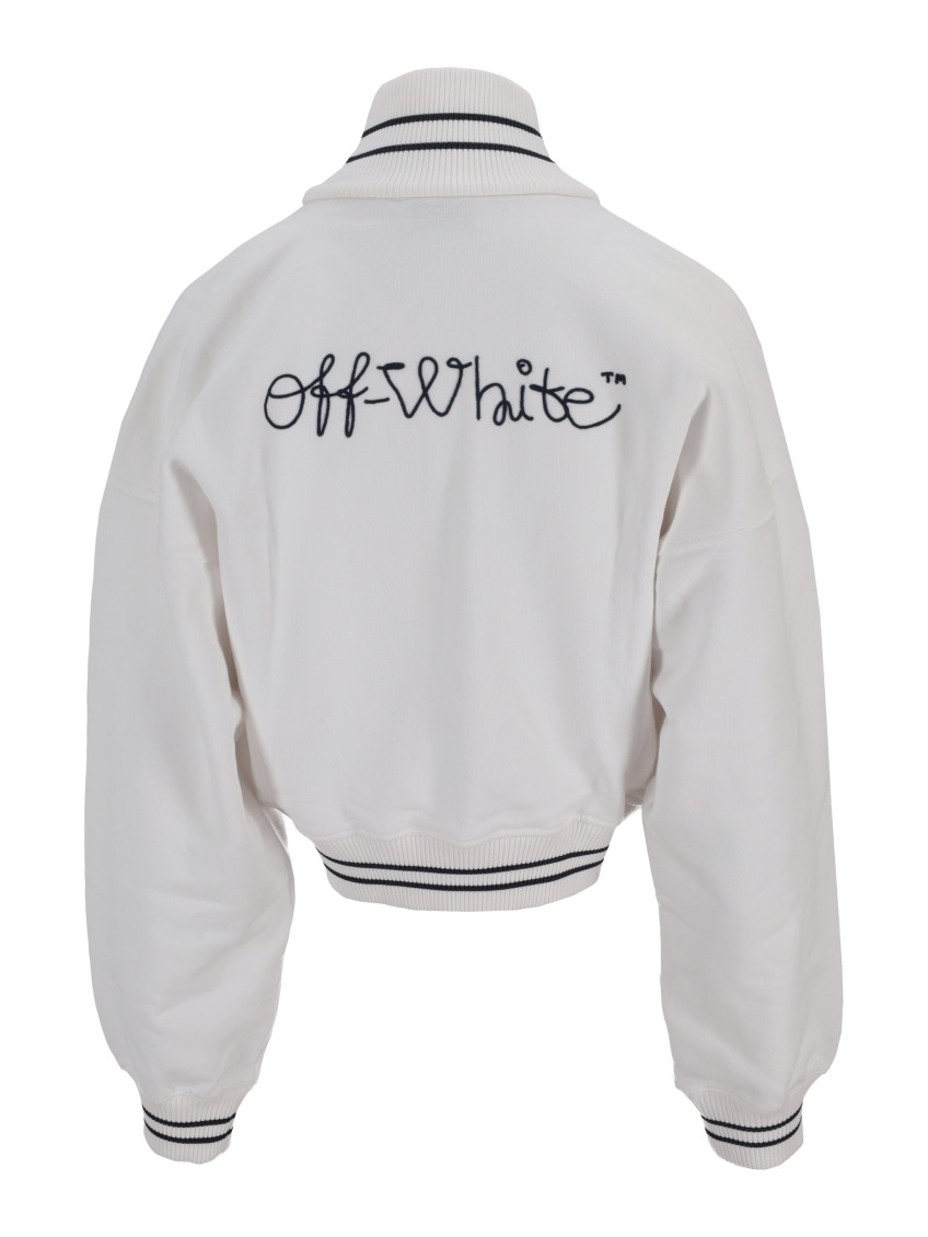 White Logo Mock Collar Sweatshirt