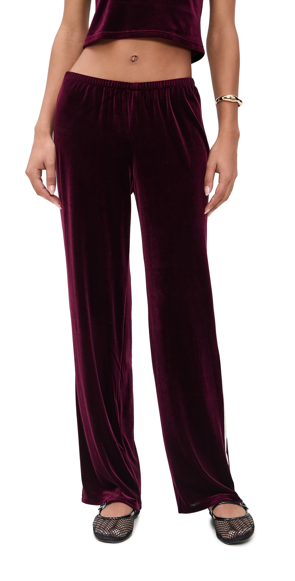 Paige Velvet Pants Wine/Ivory Stripe