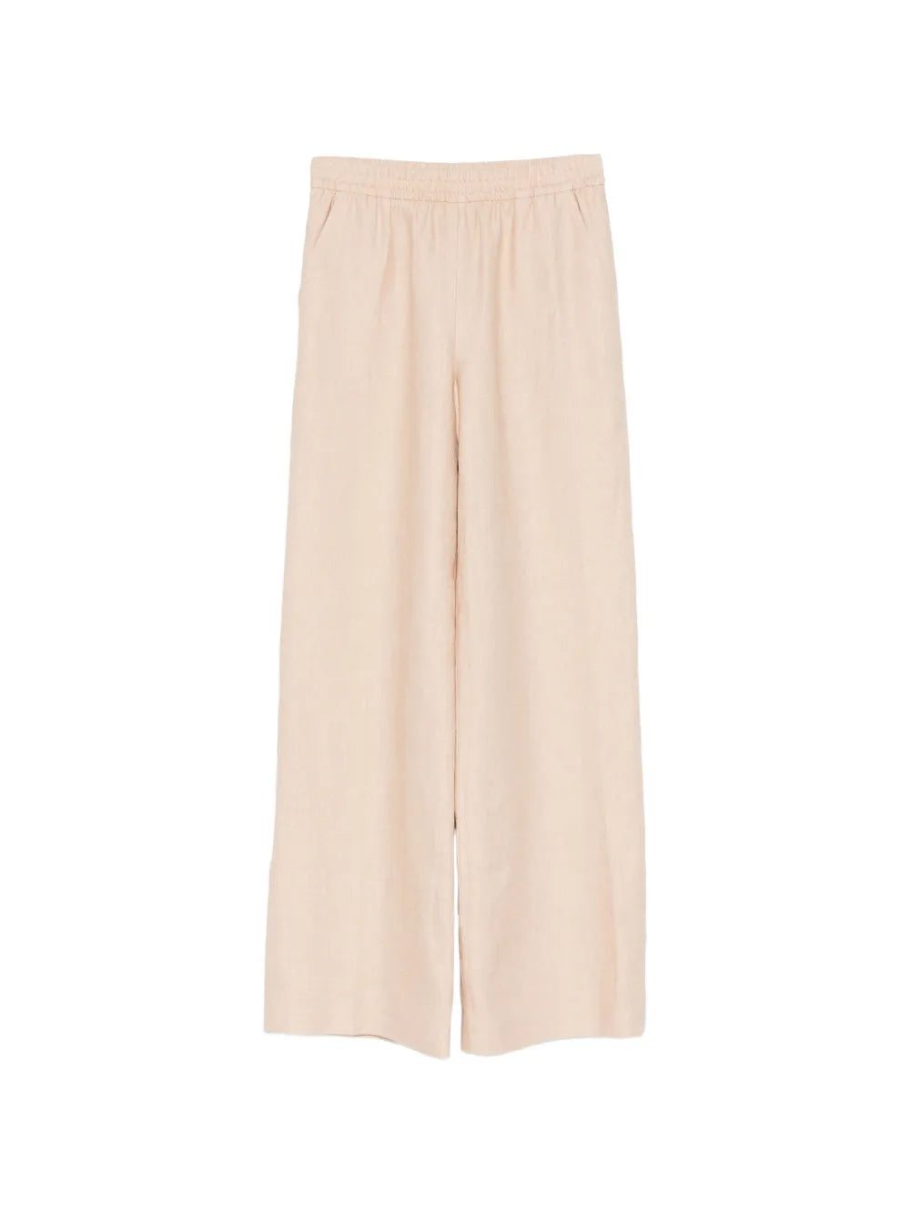 Elasticated Linen-Viscose Trousers — Beige