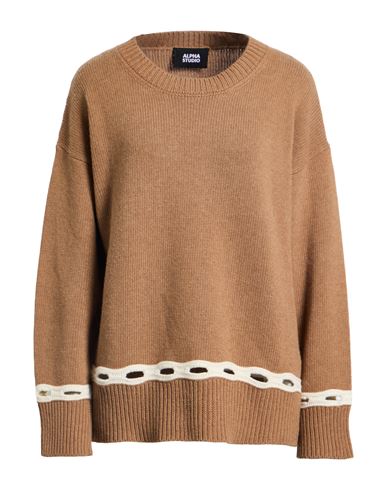 Woman Sweater Camel Size 10 Recycled wool, EcoVero viscose, Recycled polyamide, Recycled cashmere