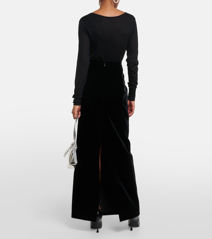 Velvet maxi skirt