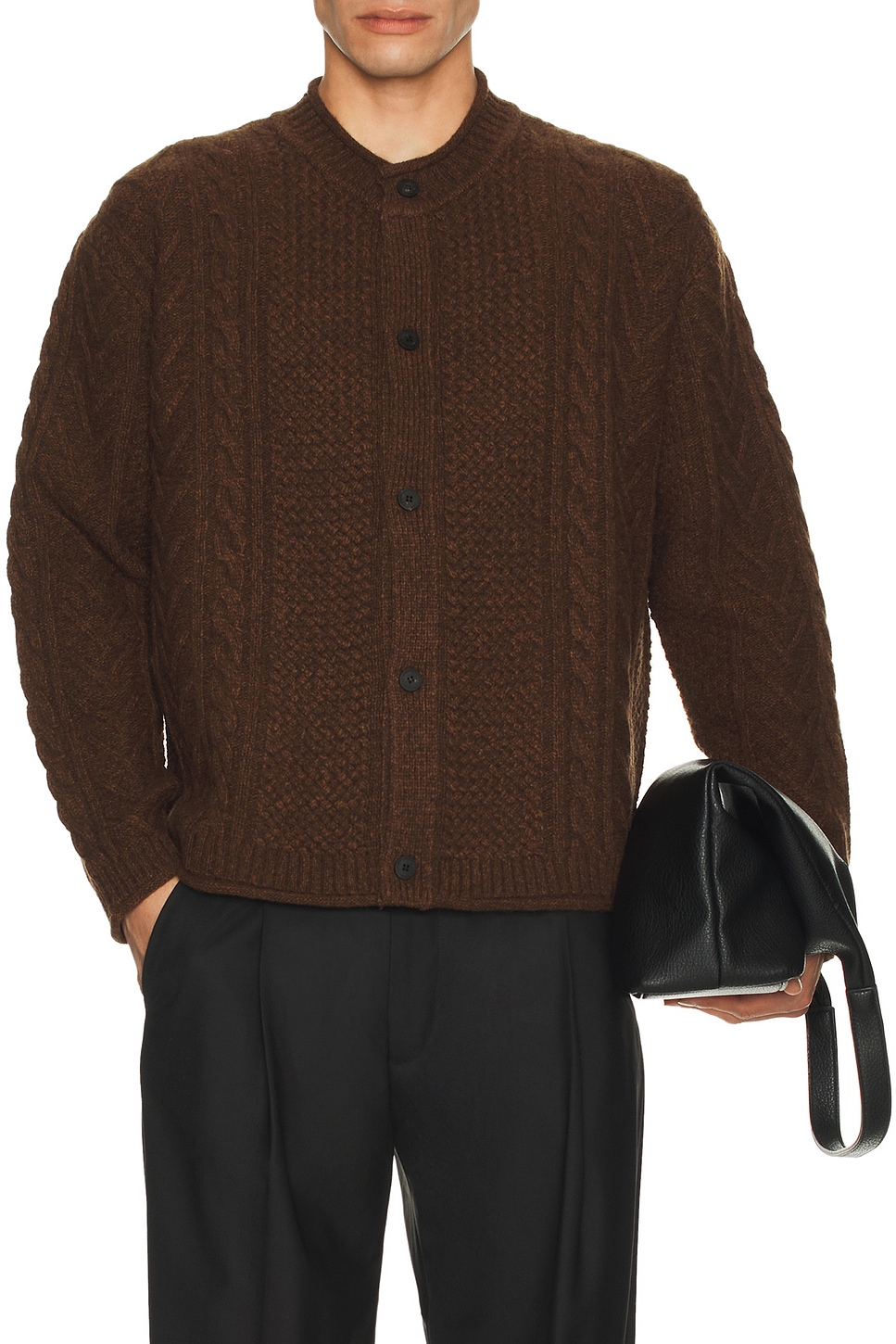 Le17Septembre Twisted Round Neck Cardigan in Brown. 52. Also