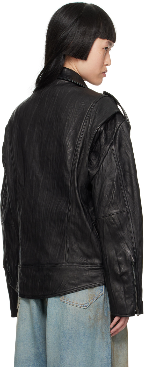 Acne Studios Black Crinkled Leather Jacket