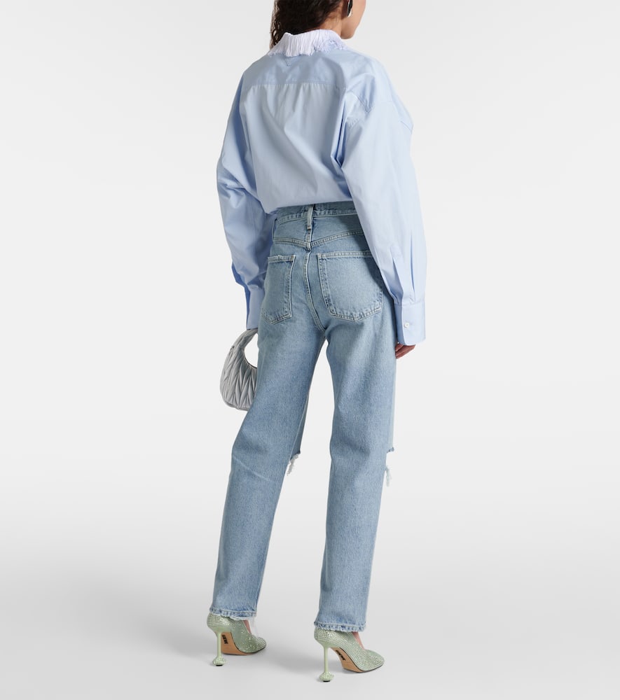 90s distressed mid-rise straight jeans