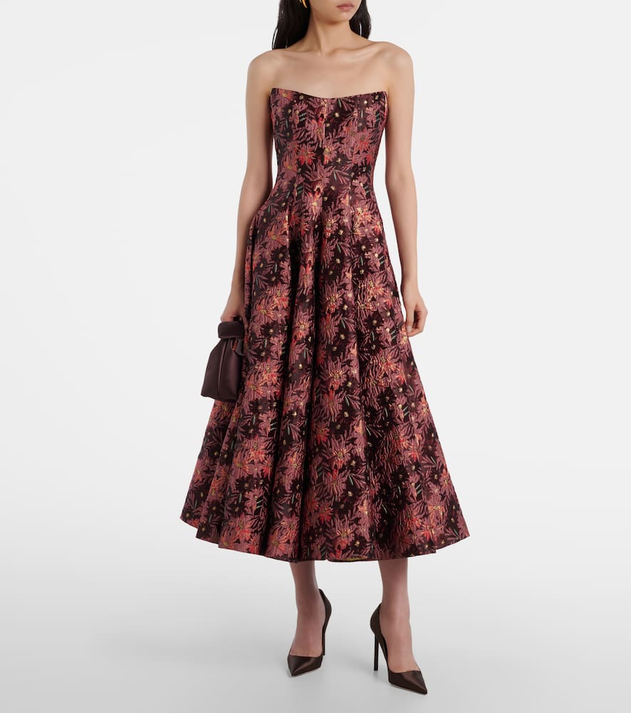 Rousseau floral brocade midi dress