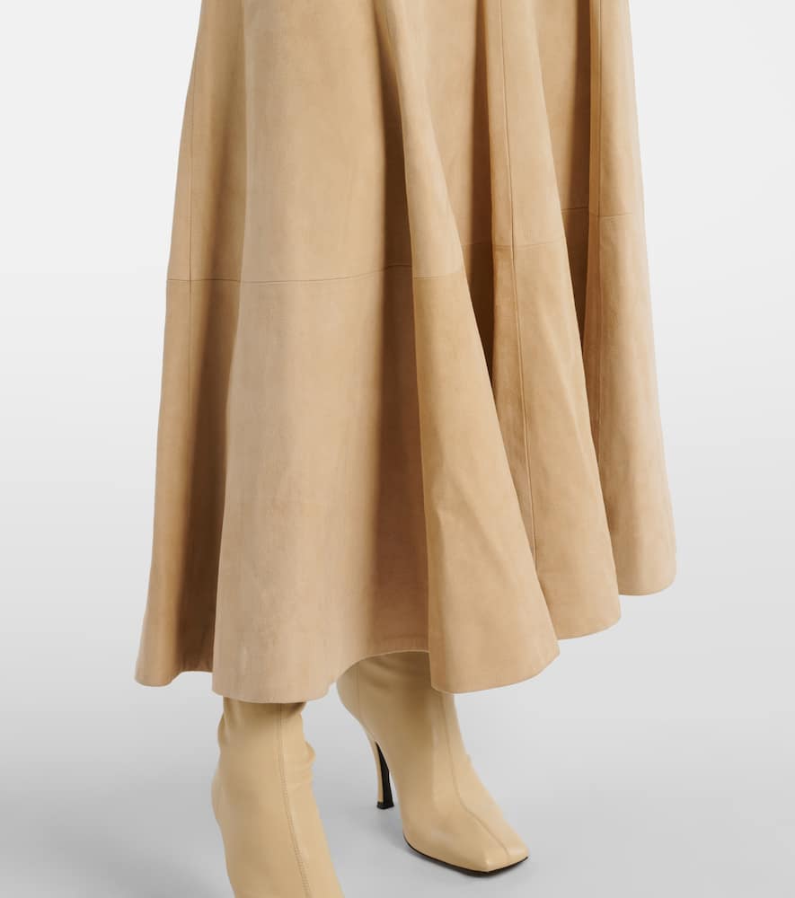 Lenno suede midi skirt